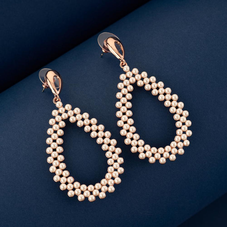 Gold Pearl Drops Earrings - South India Jewels